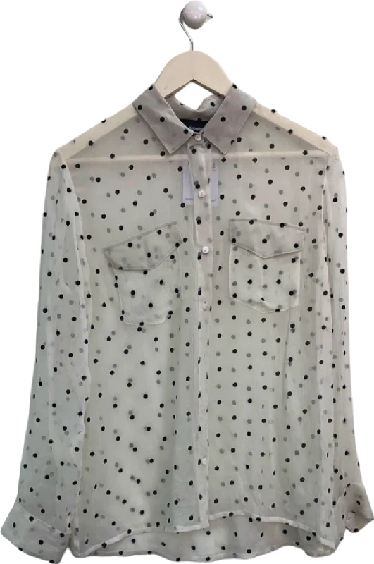 The Kooples Cream Polka Dot Sheer Blouse UK 6Tunic Shirts