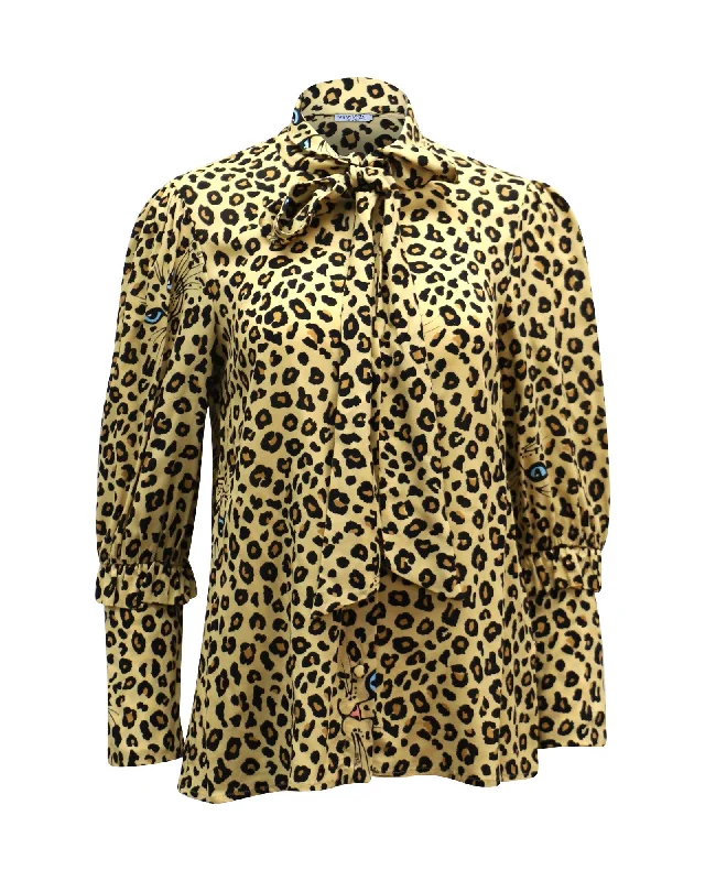 Vivetta Leopard Print Blouse in Multicolor ViscosePeplum Shirts