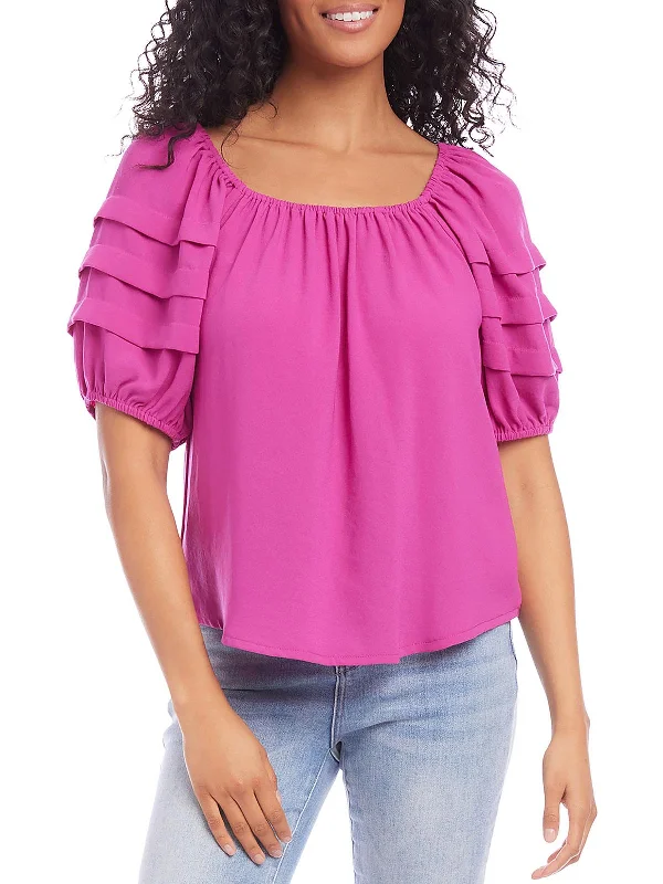 Womens Pleated Bishop Sleeve BlouseStudded Shirts