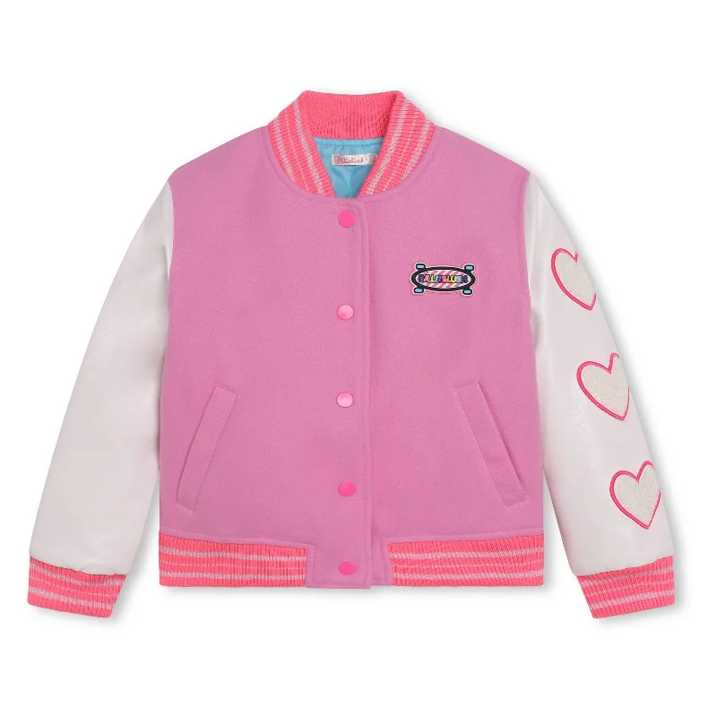 Pink Logo Letterman JacketWool Jackets