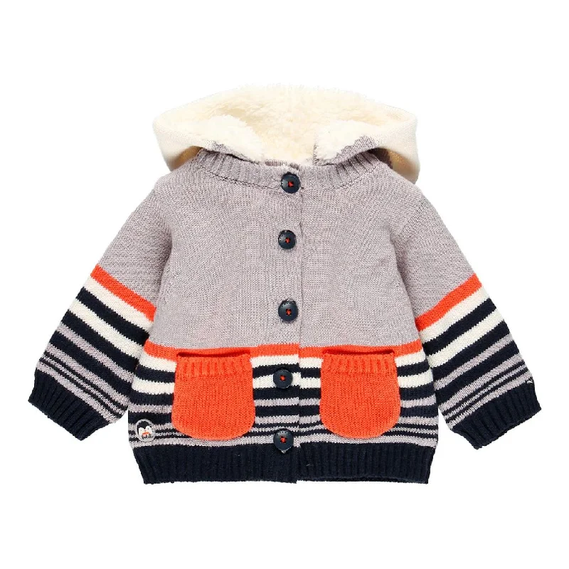 Boboli-111171-8115-grey-Knitwear jacket "penguin" for babyPuffer Jackets