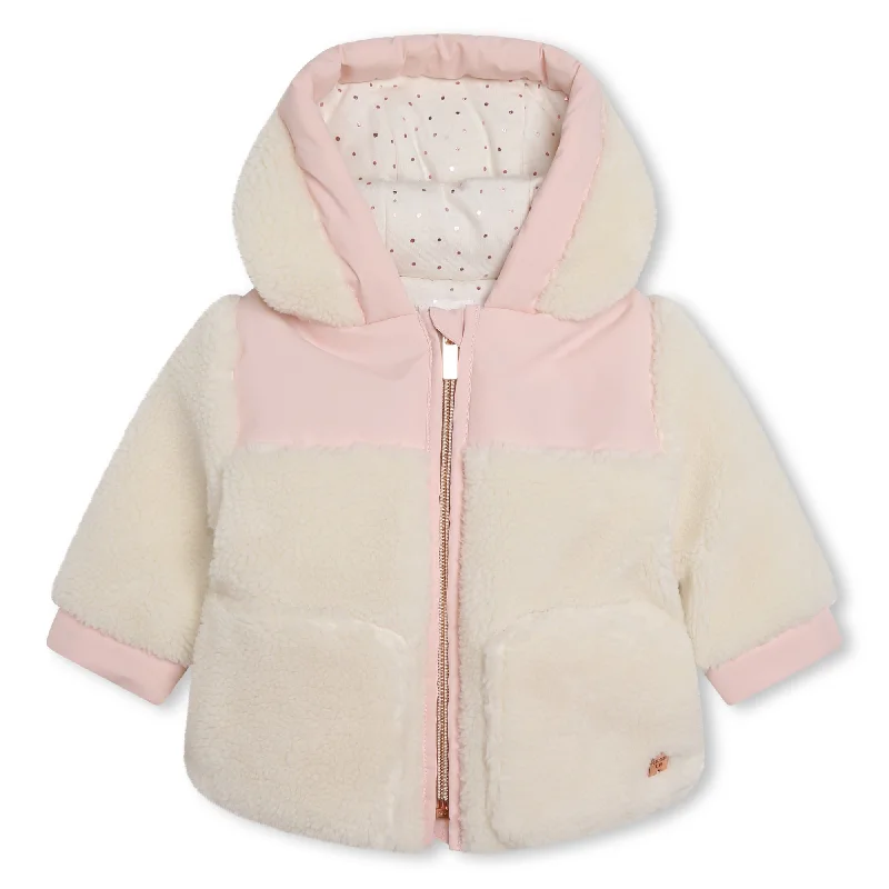 Ivory Colorblock Fleece JacketStudded Jackets