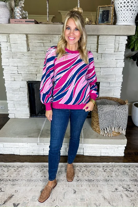 Fitted Knit TopsThe Hallie Pink Sahara Winds Sweater by Michelle McDowell