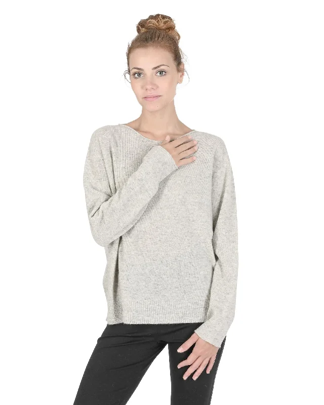 Large women's quick-drying topsOversize Boat Neck Cashmere Sweater - XL