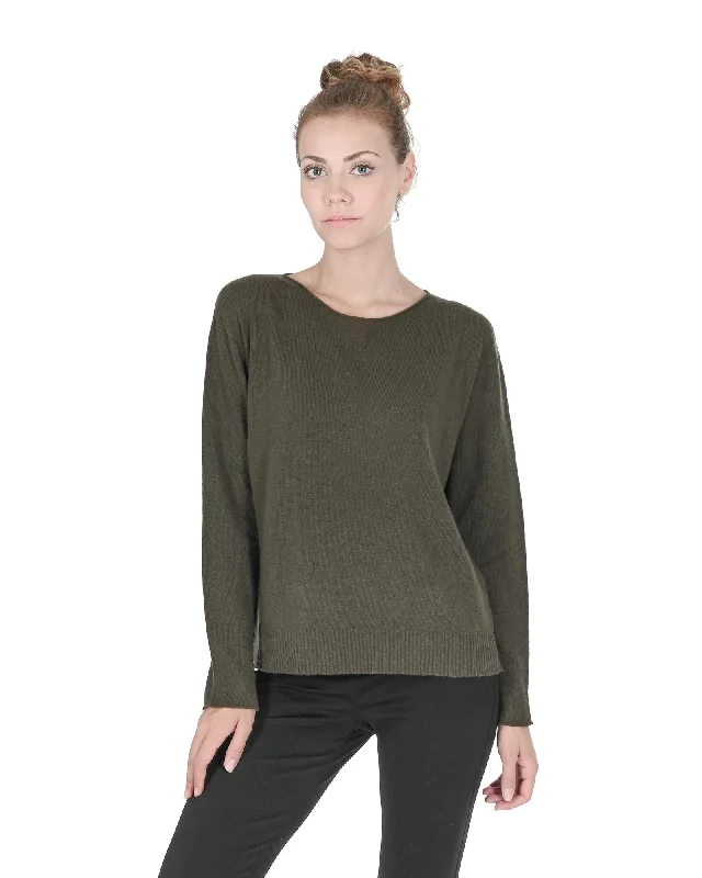 Large women's warm topsPremium Oversize Cashmere Boatneck Sweater - M