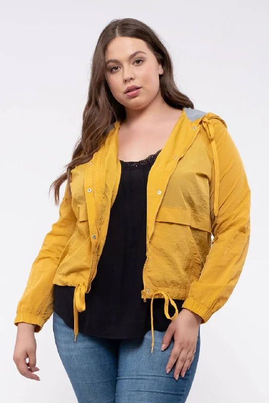 Plus size women's hollow topsPLUS HOODED JACKET