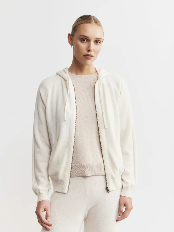 Button-Up SweatshirtsEssential Cashmere Zip Hoodie - Cream