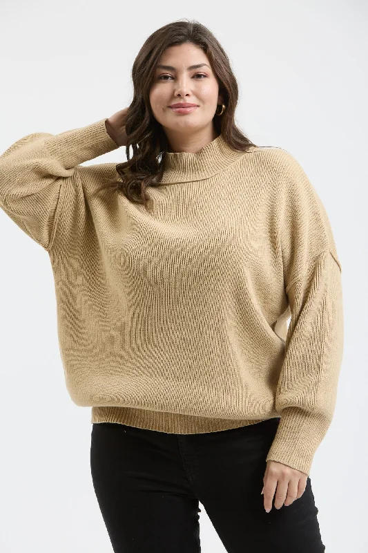 Women's commuter topsPLUS MOCK NECK RIBBED SWEATER