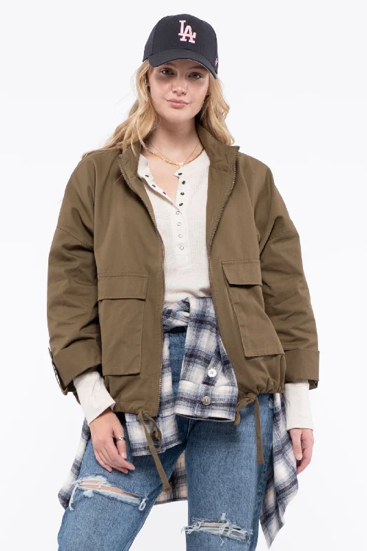 Plus size women's lace topsPLUS OVERSIZED POCKET UTILITY JACKET