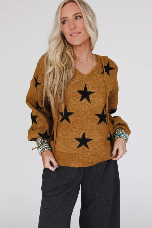 Embellished SweatshirtsStarborn Hoodie Sweater - Camel