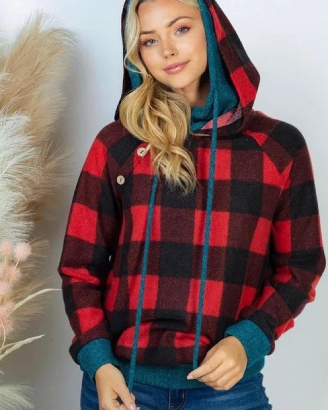 Embroidered SweatshirtsBuffalo Check Plaid Hoodie