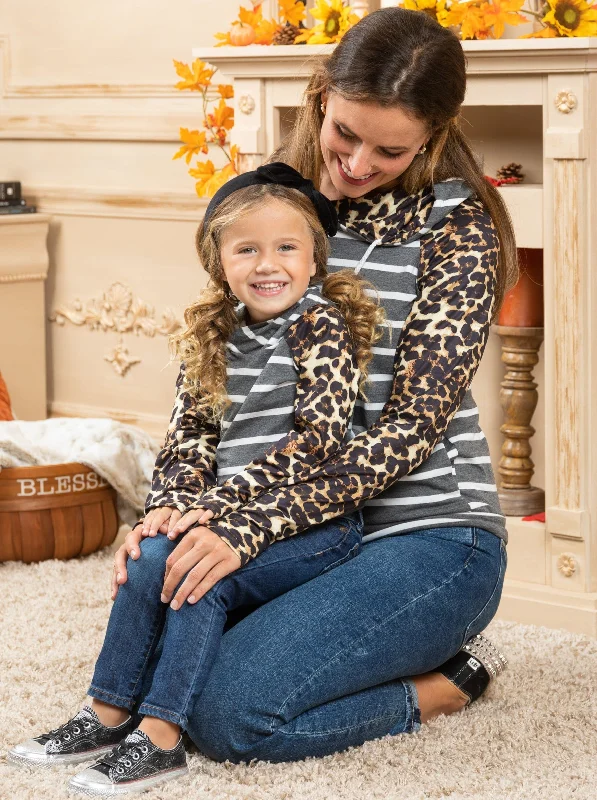 Fleece SweatshirtsMommy and Me Leopard Raglan Hoodie