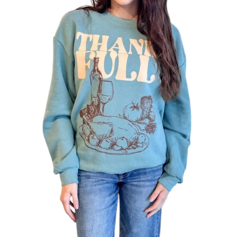 Large women's quick-drying topsThankfull Oversized Cozy Sweatshirt In Artic Green