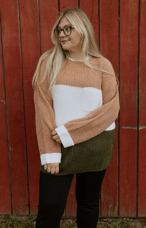 Plus size women's turtleneck topsThe Gwen Colour Block Sweater - PLUS