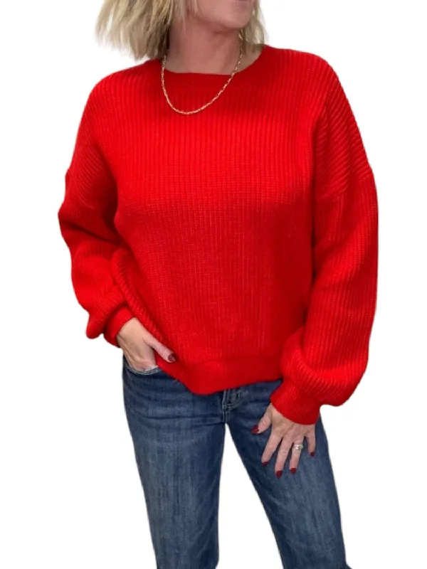 Knit TeeOversized Jolly Sweater In Red