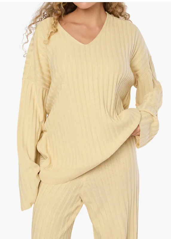 Large women's anti-static topsOversized V Neck Sweater In Wheat